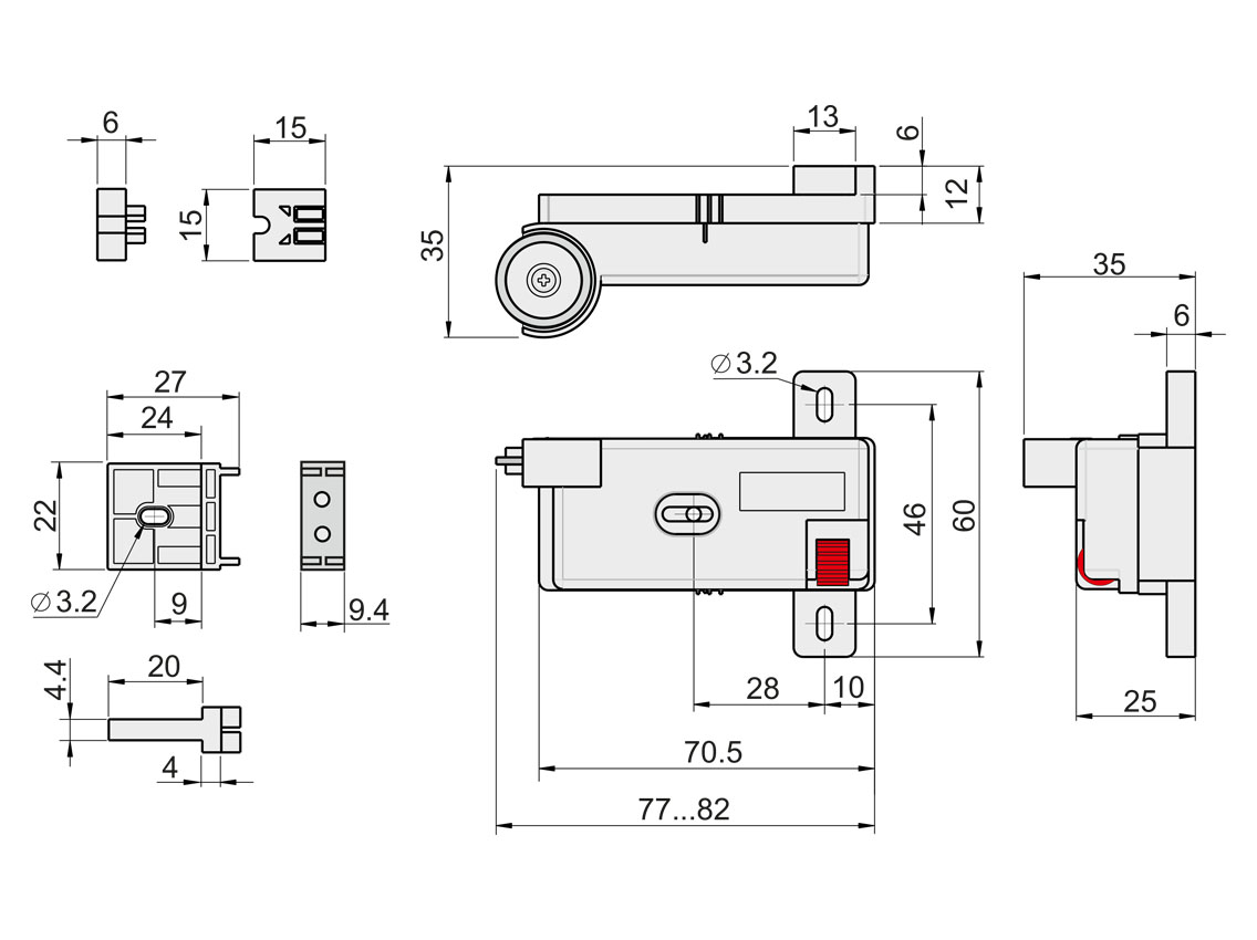 Стабілізатор універсальний бічний GIFF PRIME для широких ящиків графіт